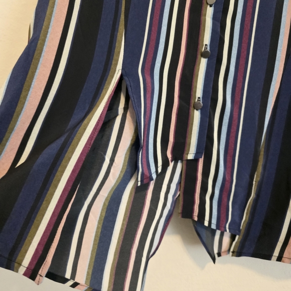 NWT Nicole Miller Artelier 100% Silk Blouse Striped Asymmetrical Top MSRP $275 - Picture 8 of 16